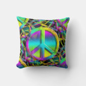 フラワーパワー – 色鮮やかな平和サイン模様1 クッション (正面)