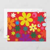 フラワーパワー（赤） ポストカード (正面/裏面)