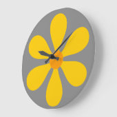 フラワーパワー – 黄色 ラージ壁時計 (傾斜)