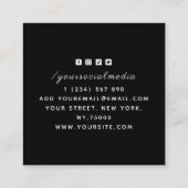 フラワーパンクロック牛のタトゥーアーティストのためのソーシャルメディア スクエア名刺 (裏面)