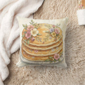 フラワーパンケーキの重ね 水彩画 クッション (ブランケット)