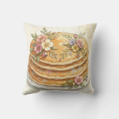 フラワーパンケーキの重ね 水彩画 クッション (裏面)