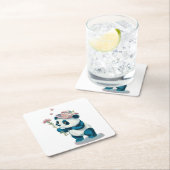フラワーパンダコースター スクエアペーパーコースター (インサイチュ)