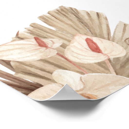 フラワーパンパグラス ウェディング ウェルカムサイン ポスター (角)