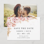 フラワーパンパスグラス ウェディング セーブ・ザ・デート カード (正面/裏面)