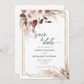 フラワーパンパス グラス ボヘミア ウェディング セーブ・ザ・デート 招待状 (正面/裏面)