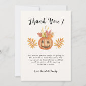 フラワーパンプキンハロウィーン秋ベビーシャワー サンキューカード (正面)