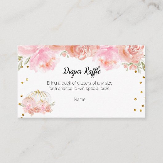 フラワーパンプキンベイビーシャワー - おむつくじカード エンクロージャーカード (正面)