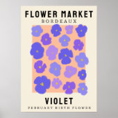 フラワーパーソナライズされたマーケット誕生フラワーアートプリント ポスター (正面)