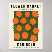 フラワーパーソナライズされたマーケット誕生フラワーアートプリント ポスター (正面)