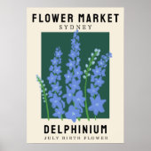 フラワーパーソナライズされたマーケット誕生フラワーアートプリント ポスター (正面)