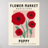 フラワーパーソナライズされたマーケット誕生フラワーアートプリント ポスター (正面)