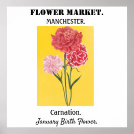 フラワーパーソナライズされたマーケット誕生フラワーアートプリント ポスター