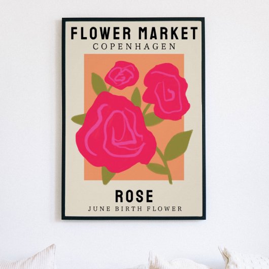 フラワーパーソナライズされたマーケット誕生フラワーアートプリント ポスター
