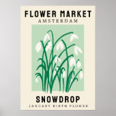 フラワーパーソナライズされたマーケット誕生フラワーアートプリント ポスター (正面)
