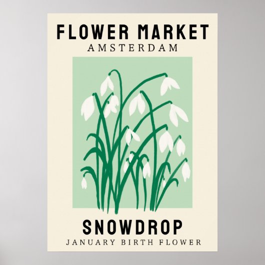 フラワーパーソナライズされたマーケット誕生フラワーアートプリント ポスター (正面)