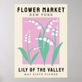 フラワーパーソナライズされたマーケット誕生フラワーアートプリント ポスター (正面)