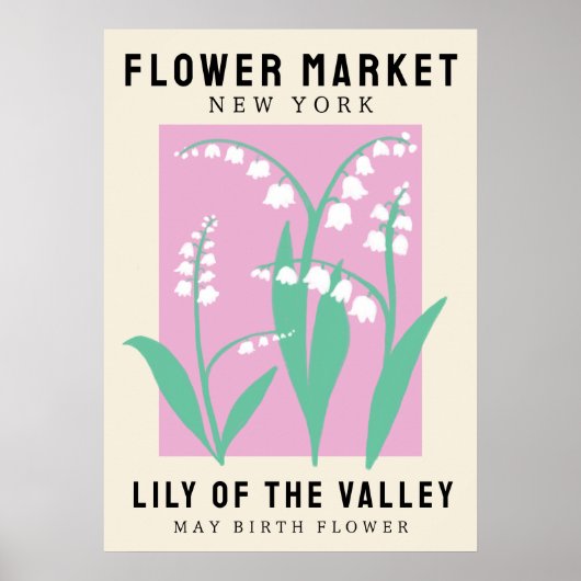 フラワーパーソナライズされたマーケット誕生フラワーアートプリント ポスター (正面)