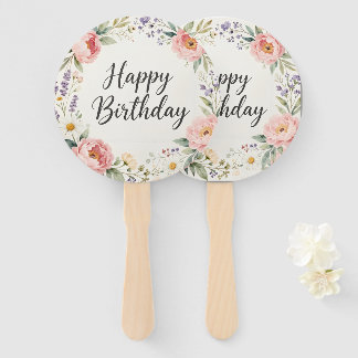フラワーパーティーファンセット | ガーデン誕生日飾り ハンドファン