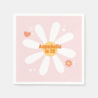 フラワーパーティー60のヒッピー誕生日パーティナプキンス スタンダードカクテルナプキン