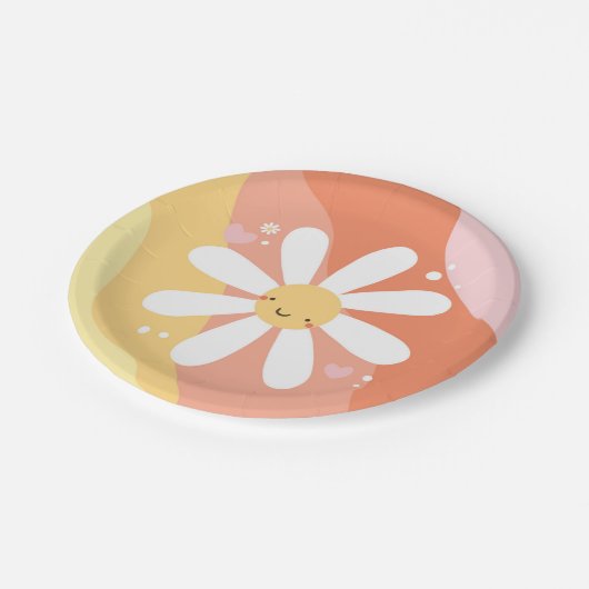 フラワーパーティー60のヒッピー誕生日パーティープレート ペーパープレート (アングル)