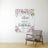 フラワーパープルウェルカムブライダルシャワーバックドロップ タペストリー (インサイチュ)