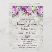 フラワーパープルラベンダーの木の素朴なウェディングシャワー 招待状 (正面/裏面)