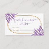 フラワーパープルラベンダー キスいくつ？ ウェディングゲーム エンクロージャーカード (正面)