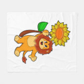 フラワーヒマワリのライオン フリースブランケット (正面(横))