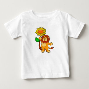 フラワーヒマワリのライオン ベビーTシャツ