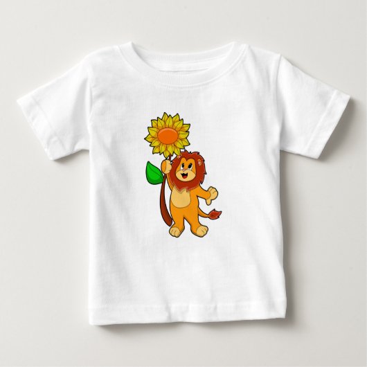 フラワーヒマワリのライオン ベビーTシャツ (正面)