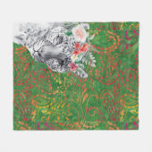 フラワーヒョウろうけつ染め フリースブランケット (正面(横))