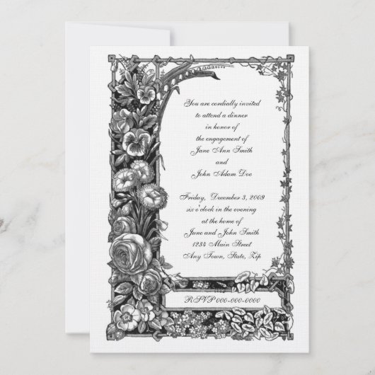 フラワービクトリアンズ婚約ディナー 招待状 (正面)