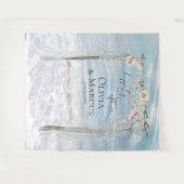 フラワービーチアーバーウェディングフォトバックドロップ タペストリー (正面(横))