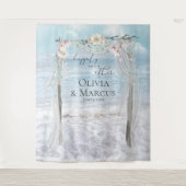 フラワービーチアーバーウェディングフォトバックドロップ タペストリー (正面)