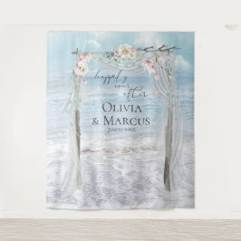 フラワービーチアーバーウェディングフォトバックドロップ タペストリー