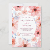 フラワーピンクお誕生日パーティー 招待状 (正面)