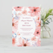 フラワーピンクお誕生日パーティー 招待状 (スタンド正面)