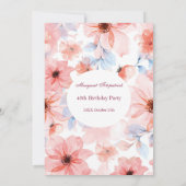 フラワーピンクお誕生日パーティー 招待状 (裏面)