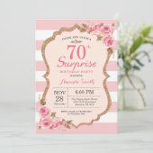 フラワーピンクの芍薬サプライズ70歳誕生日パーティー 招待状 (スタンド正面)