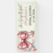 フラワーピンクの bow 彼女は結婚する ブライダルシャワー 横断幕 (縦)