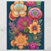 フラワーピンクカラフルオレンジスクラップブック紙 (正面)