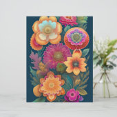 フラワーピンクカラフルオレンジスクラップブック紙 (スタンド正面)