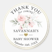 フラワーピンクゴールドベイビーサンクス | 女の子 ラウンドシール (正面)