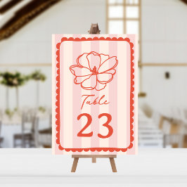 フラワーピンクストライプ結婚の 招待状