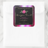 フラワーピンクパープルグリッター ブラック プロダクトラベル スクエアシール (バッグ)