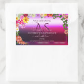 フラワーピンクパープル製品ラベル 現代のモノグラム 長方形シール (バッグ)