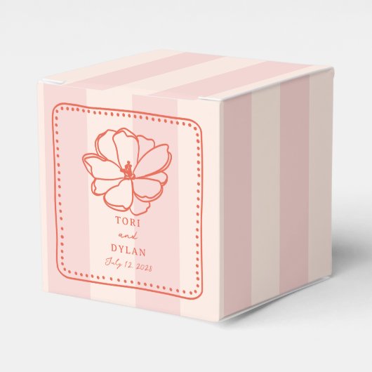 フラワーピンク熱帯ストライプ性結婚 フェイバーボックス (正面サイド)