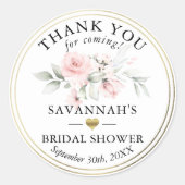 フラワーピンク ブライダルシャワー/ベイビー サンクス クラシック ラウンドシール (正面)