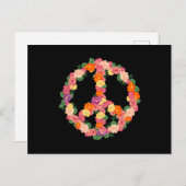 フラワーピースサイン1970年代第70年代アートパーティーヒッピー ポストカード (正面/裏面)
